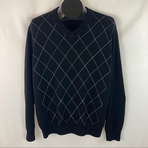 RETRO Diamond Pattern V-Neck Sweater XL - Picture 2 of 10